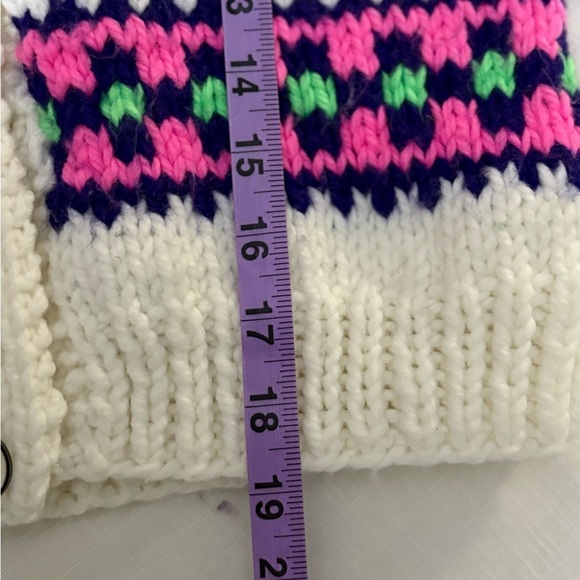 Vintage Cozy Knit Kids Sweater - Cream with Pink and Green Accents - Picture 9 of 9